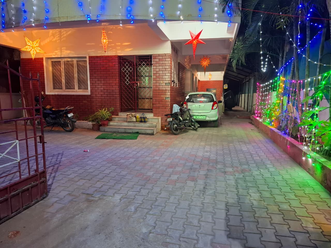 Phase I — Courtyard lit up for Christmas